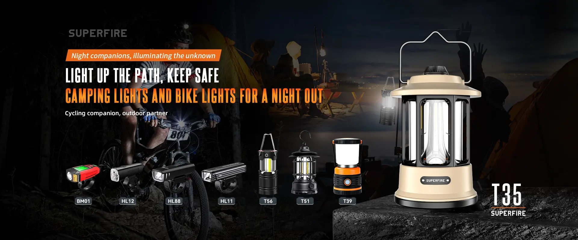 Lumières de camping et lumières de vélo