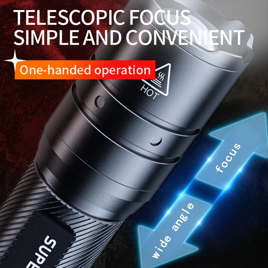 SUPERFIRE F3-T 600 Lumens Zoom Télescopique Lampe de Poche Tactique