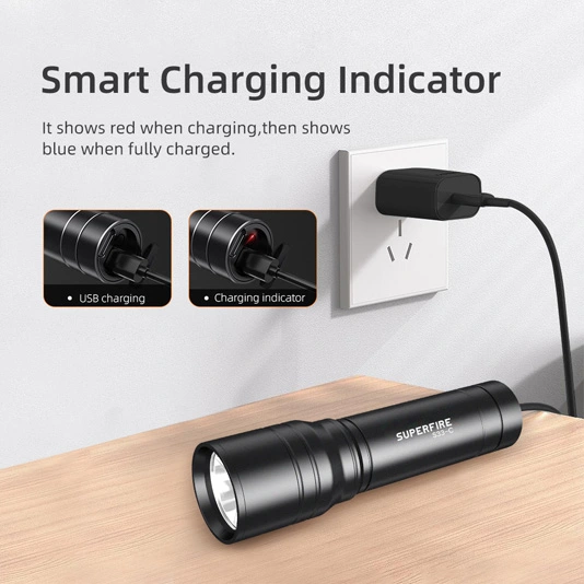 SUPERFIRE S33-C Lampe de poche tactique lumineuse de 209 Lumens
