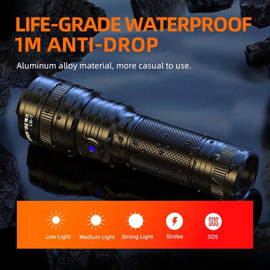 SUPERFIRE L16-T/L16-X rechargeable Télescopique Zoom Lampe de poche