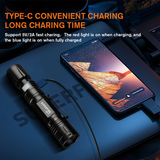SUPERFIRE V8-T Poche Zoom Lampe de Poche SOS Torche Lumière