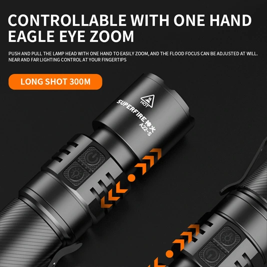 SUPERFIRE A22-S IP43 étanche Zoomable Eagle Eye Lampe de poche