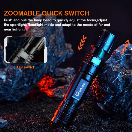 SUPERFIRE V8-T Poche Zoom Lampe de Poche SOS Torche Lumière