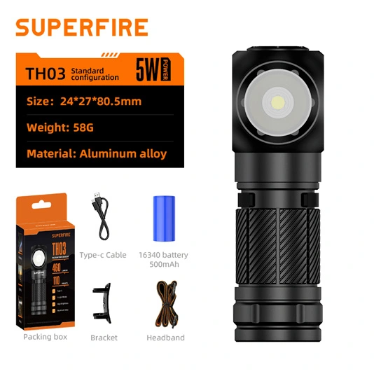 SUPERFIRE TH03 Mini Angle Lampe de Poche