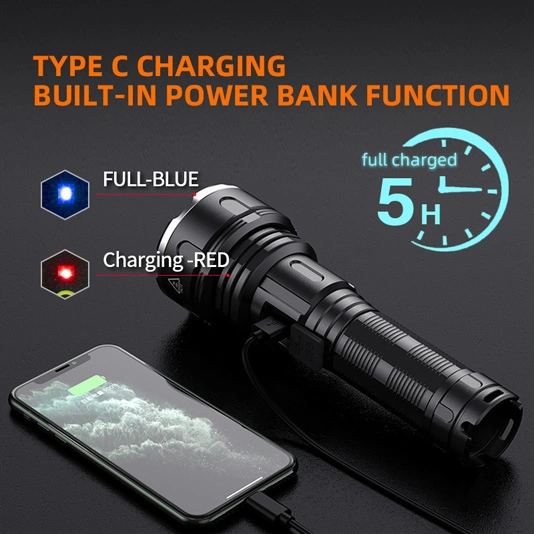 SUPERFIRE R3-P90 2000 Lumens 36w Banque de puissance lampe de poche rechargeable