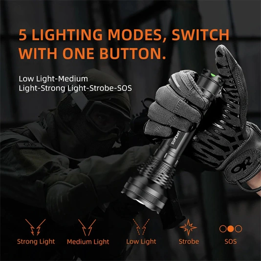SUPERFIRE L3-P90 2700 Lumens 36W Zoomable LED lampe de poche rechargeable