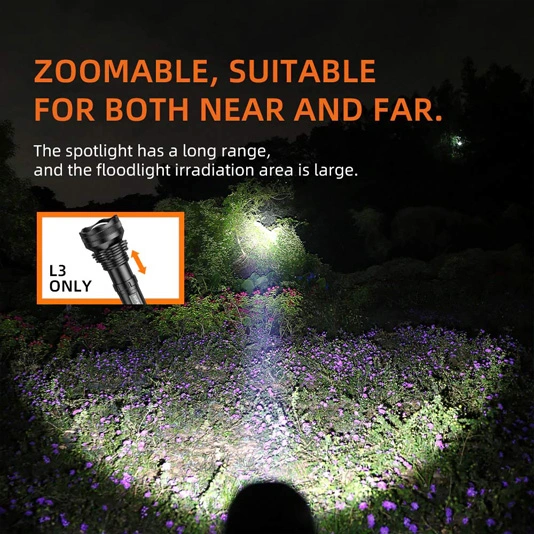 SUPERFIRE L3-P90 2700 Lumens 36W Zoomable LED lampe de poche rechargeable