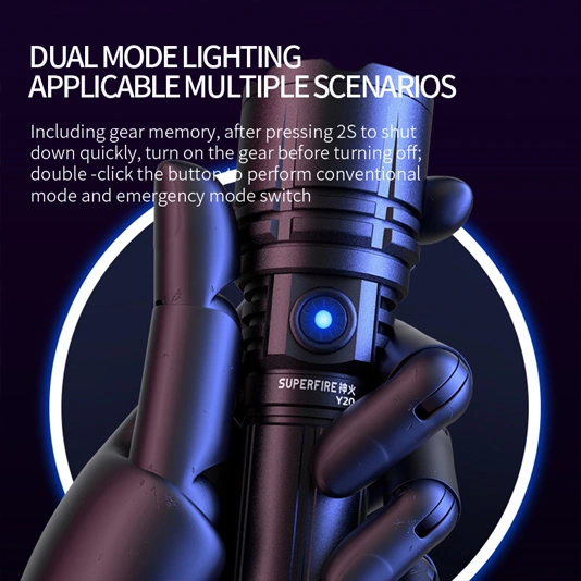 SUPERFIRE Y20 1200 Lumens haute puissance longue portée lampe de poche rechargeable