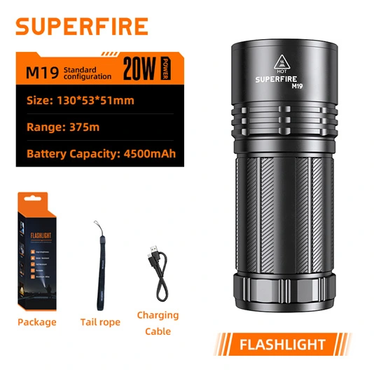 SUPERFIRE M19 Zoomable longue portée lampe de poche