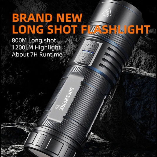 SUPERFIRE Y5 1200 Lumens 20W lampe de poche rechargeable avec banque de puissance