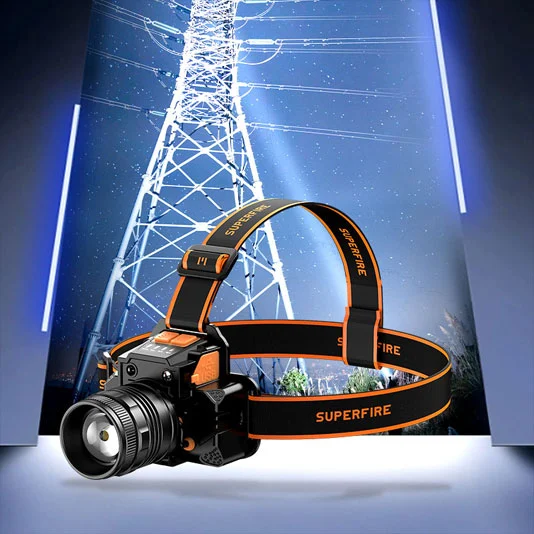Lampe frontale à zoom rechargeable SUPERFIRE HL58