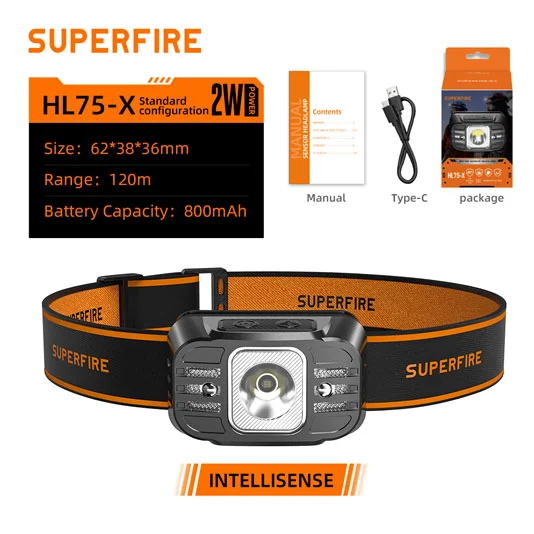 SUPERFIRE HL75 Série Capteur De Mouvement Tête Torche