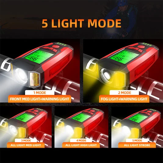 Lumière de vélo avec klaxon SUPERFIRE BM01