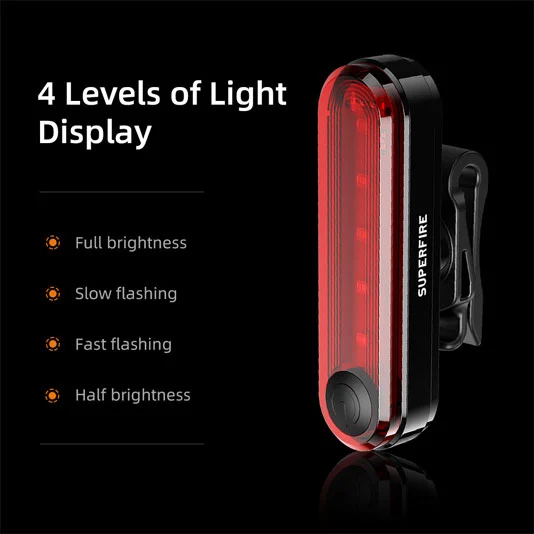 Feu arrière rechargeable de vélo SUPERFIRE BTL01