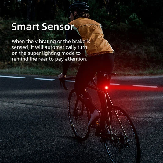 Feu arrière de vélo intelligent étanche SUPERFIRE BTL02