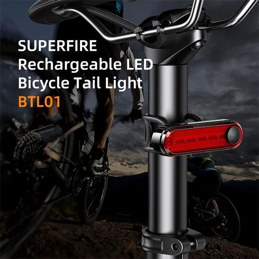 Feu arrière rechargeable de vélo SUPERFIRE BTL01