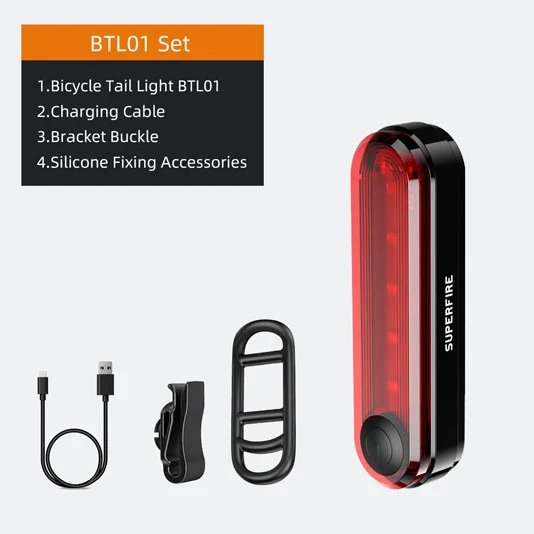 Feu arrière rechargeable de vélo SUPERFIRE BTL01