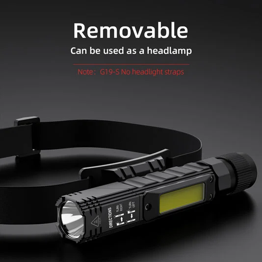 SUPERFIRE G19 Lumière de travail rechargeable multifonctionnelle COB avec base magnétique
