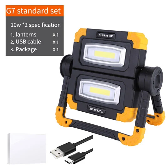 SUPERFIRE G7 puissance rechargeable COB étanche LED lumière de travail portable