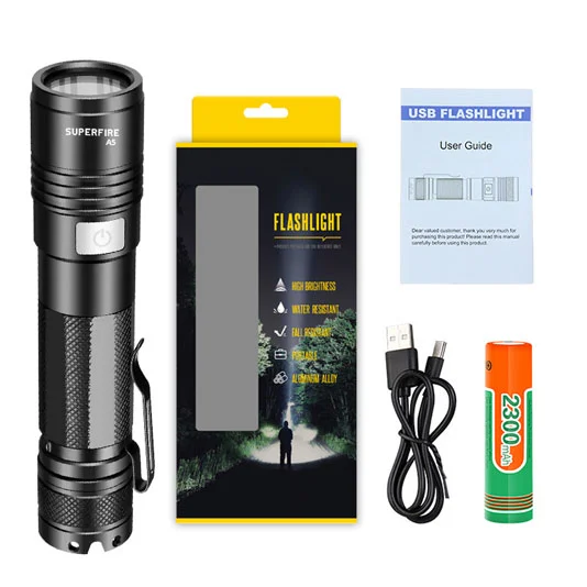SUPERFIRE A5 395nm étanche petite lampe torche UV noire à main