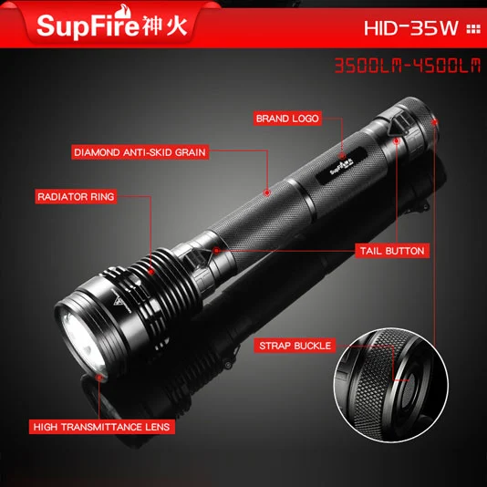 SUPERFIRE HID 35W 3500 Lumen petite lampe de poche au xénon HID