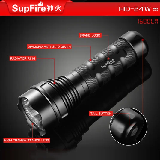 SUPERFIRE HID 24W 1600 Lumen Xenon lampe de poche