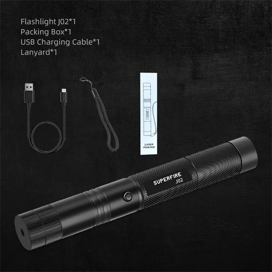 SUPERFIRE J02 petite lampe de poche rechargeable LED avec pointeur laser