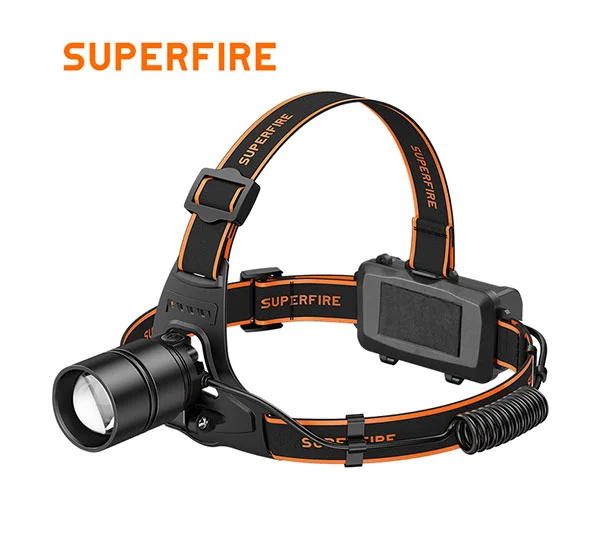 Lampe frontale zoomable à LED SUPERFIRE HL71