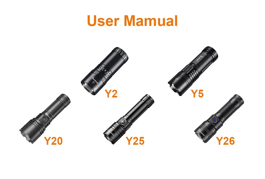 Modèle de lampe de poche série Y2 Y5 Y20 Y26 Y25 à longue portée