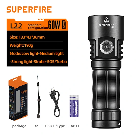 SUPERFIRE L22 Lampe de poche super lumineuse