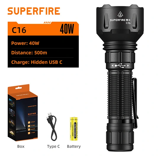 SUPERFIRE C16 Lampe de poche haute puissance