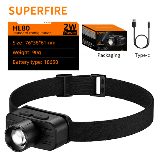 Lampe frontale zoomable SUPERFIRE HL80