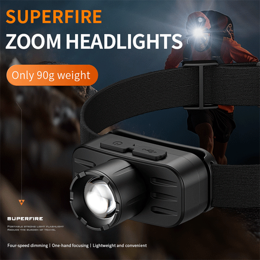 Lampe frontale zoomable SUPERFIRE HL80