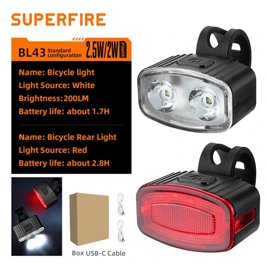 Lumière rechargeable de vélo série SUPERFIRE BL43