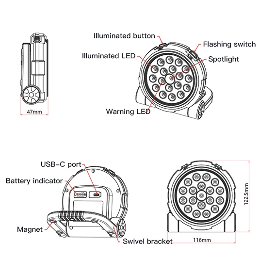 Lumière de travail multifonctionnelle SUPERIFER GM03