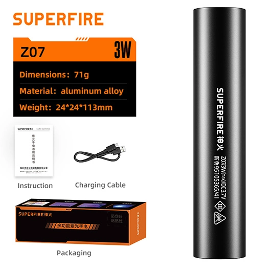 Lampe de poche UV SUPERIFER Z07 395nm