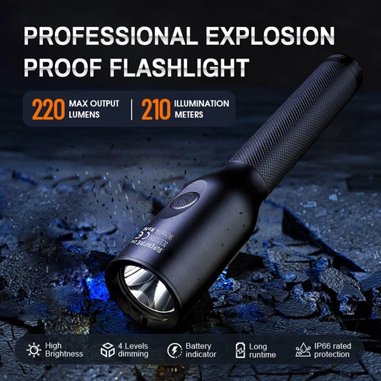 SUPERFIRE Nouvelle lampe de poche LED anti-explosion D6