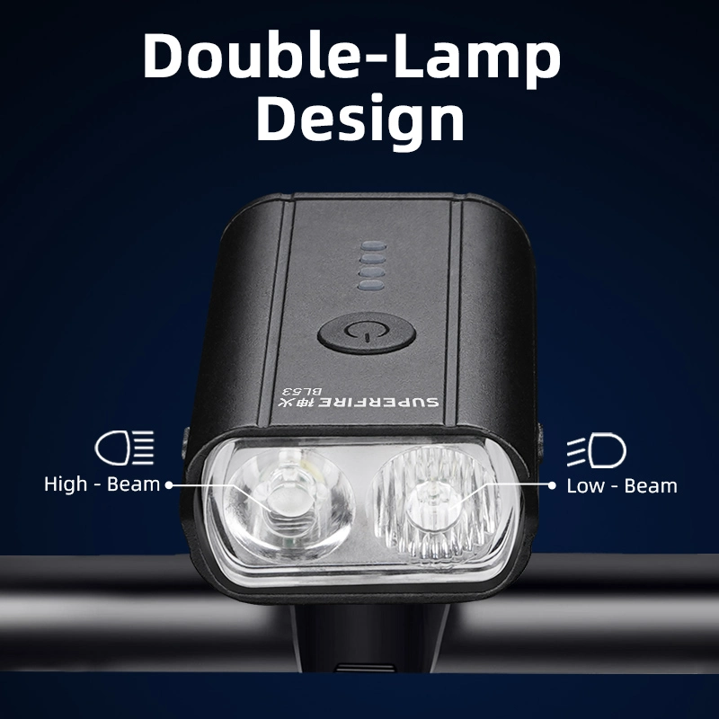 Lumière avant de bicyclette BL53: Phare de vélo compact à LED de 350 lumen avec charge USB-C