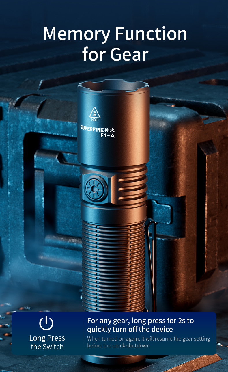 Details of SUPERFIRE F1-A High Power Flashlight Details of SUPERFIRE F1-A High Power Flashlight